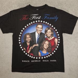 Vintage Obama Shirt Mens XL Black The First Family Graphic Tee Short Sleeve Y2K